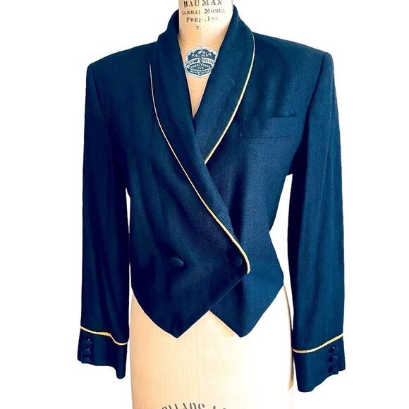 Vintage Black with gold trim Gianni Sport Matador Jacket Blazer size Medium - Picture 1 of 13